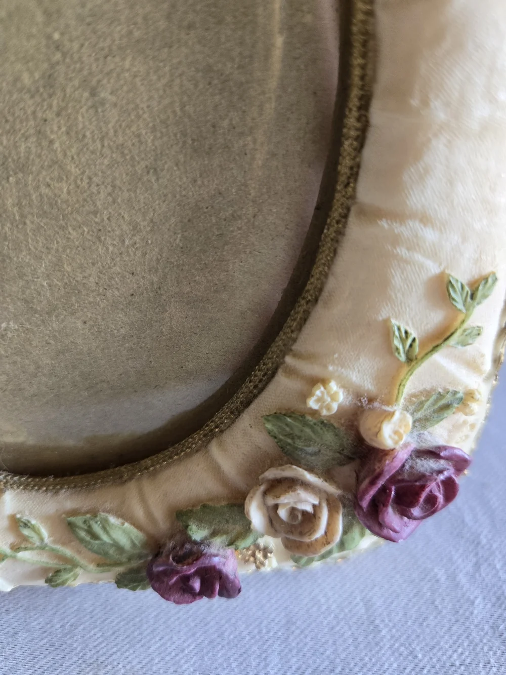 I Love You Hand Painted Floral Picture Frame with Pink Rose Victorian Accents